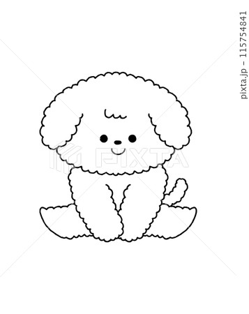 犬・トイプードル／座る・線画 115754841