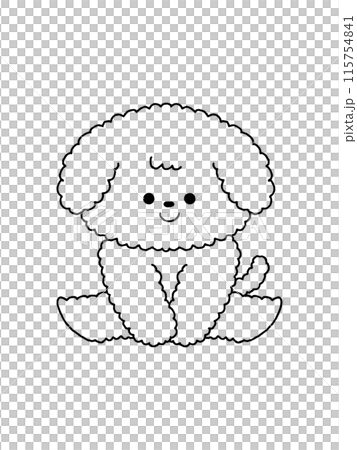 犬・トイプードル／座る・線画 115754841