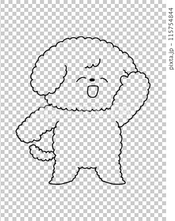 Dog / Toy Poodle / Waving / Line drawing Dog / Toy Poodle / Waving / Line drawing 115754844