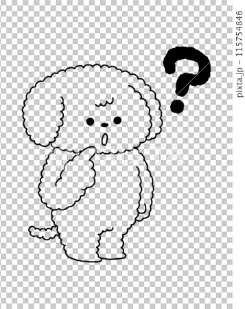 犬・トイプードル／はてな・線画 115754846