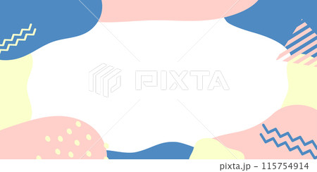 ピンク 青 黄色 流体シェイプのポップな横長の背景 ピンク 青 黄色 流体シェイプのポップな横長の背景 115754914