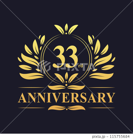 33rd Anniversary Design, luxurious golden color 33 years Anniversary logo design celebration. 33rd Anniversary Design, luxurious golden color 33 years Anniversary logo design celebration. 115755684