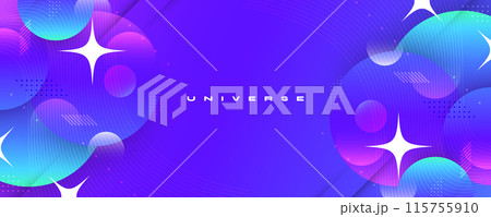 Abstract and Colorful Gradient Background Design with Circle Objects. Cover, Banner or Layout Design Template for Identity, Branding, Advertising or Promotion 115755910