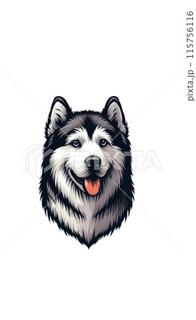 アメリカのアラスカン・マラミュートのカラー画像。大型で力強く、そり犬として知られる。 115756116