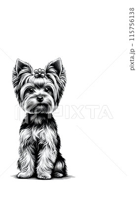 ヨークシャーテリア】手描きイラスト 原画 《1298》 （ヨークシャー  