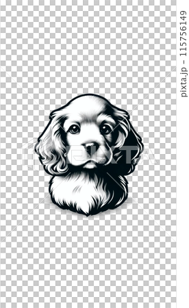 イギリスのキャバリア・キング・チャールズ・スパニエルのモノトーン画像。優雅で親しみやすい性格が特徴。 115756149