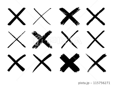 バツの手書きブラシ素材(黒) バツの手書きブラシ素材(黒) 115756271