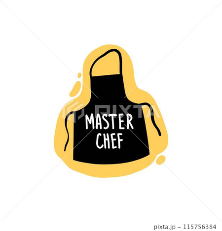 Cooking food lettering Master Chef. Kitchen badge logo, baking food typography and cook label vector 115756384