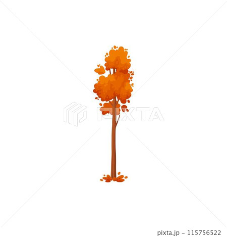 Colorful autumn tree. Cartoon yellow orange fall tree and autumnal garden icon with fall season gold leaves for city park and forest landscape background vector isolated symbol 115756522