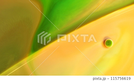 Top view of macro abstract photography of the drop of acrylic on gradient yellow and green background Top view of macro abstract photography of the drop of acrylic on gradient yellow and green background 115756619