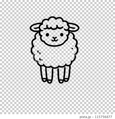 可愛的羊手繪風格插畫 115756877
