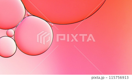 macrophotography of oil and water on gradient pink to white abstract background macrophotography of oil and water on gradient pink to white abstract background 115756913