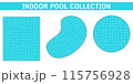 Indoor pool collection  Various shapes of indoor swimming pool illustrations - rectangles, ovals, and circles 115756928