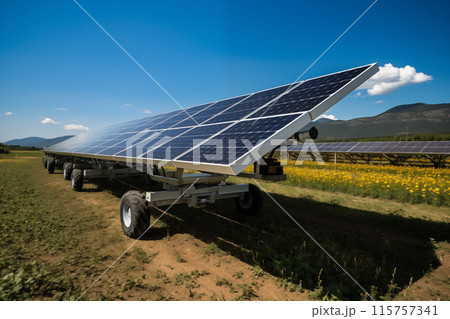 Mobile solar energy power station. Renewable energy and sustainable development. 115757341