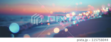 南国の海のカラフルな光の玉ボケ　AI画像 115758044