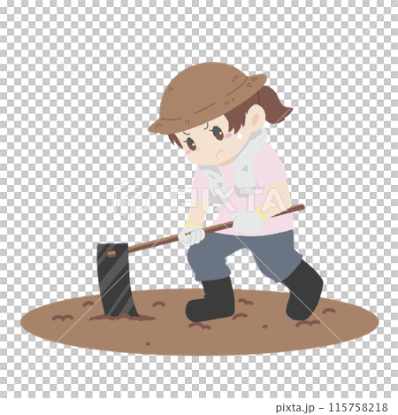 手繪風格耕田的女人 115758218