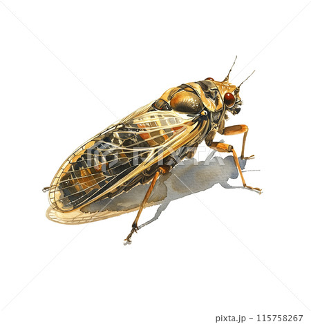白背景に蝉の水彩イラスト 115758267