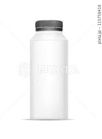 White empty plastic bottle for yogurt. Packaging for sour cream, sauce and snack White empty plastic bottle for yogurt. Packaging for sour cream, sauce and snack 115758418