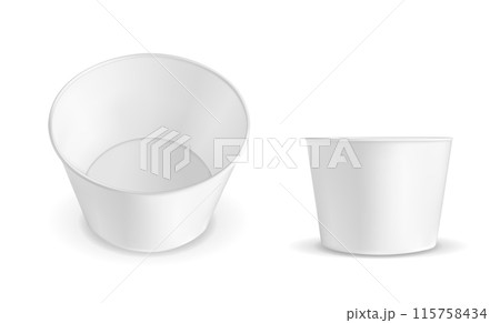 White container for ice cream or fast food. Packaging for popcorn and snack White container for ice cream or fast food. Packaging for popcorn and snack 115758434