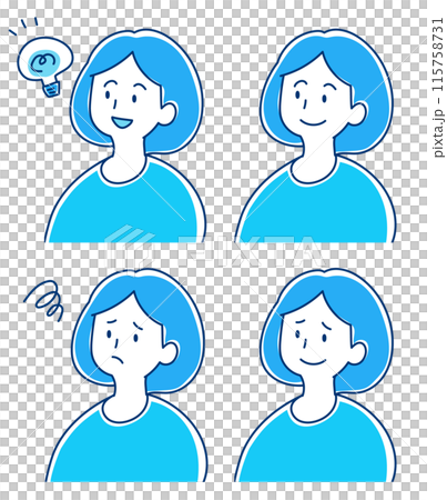 Illustration set of women with various expressions 115758731