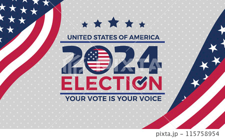 Election day. Vote 2024 in USA, banner design. 115758954