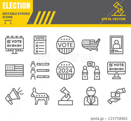 Voting and Election line icon set . 115758981