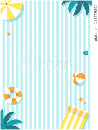 夏モチーフ ベクター背景イラスト (デザインスペース・コピースペース) / A4縦 夏モチーフ ベクター背景イラスト (デザインスペース・コピースペース) / A4縦 115759390