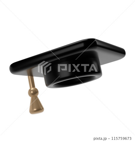 3d fly graduate black cap. School icon. Cap in air. Graduation university or college element. Education, training, knowledge concept cartoon illustration 3d fly graduate black cap. School icon. Cap in air. Graduation university or college element. Education, training, knowledge concept cartoon illustration 115759673