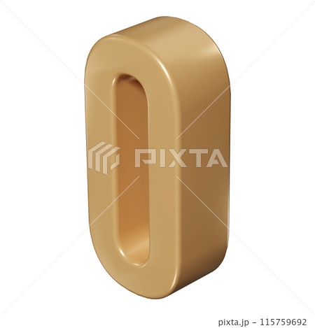 3d number zero 0 golden or bronze shining typography symbol or sign template, realistic illustration. Gold digit or figure for numbering 115759692