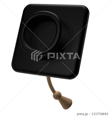 Graduation university or college black cap 3d icon illustration. Element for degree ceremony and educational programs design 115759693