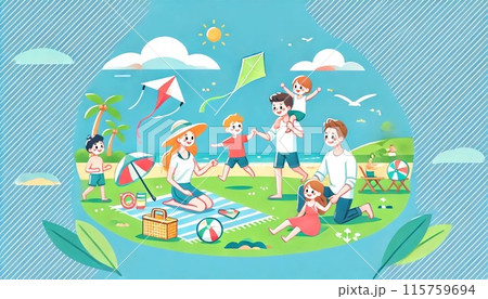 家族で過ごす夏の日 115759694