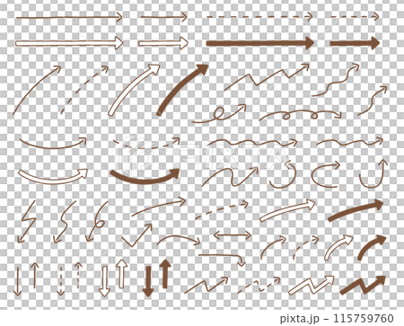 シンプルでかわいい手描き矢印アイコンセット シンプルでかわいい手描き矢印アイコンセット 115759760