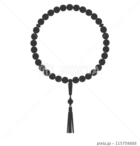 Islamic rosary beads. Prayer jewelry for meditation. Muslim religious symbol. Vector illustration isolated on white background. Islamic rosary beads. Prayer jewelry for meditation. Muslim religious symbol. Vector illustration isolated on white background. 115759808