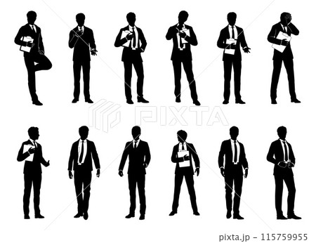 Business People Men Silhouette Businessmen Set 115759955