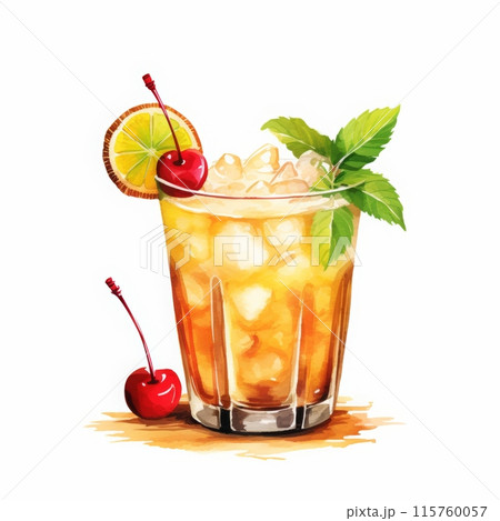 Cocktail Day with Berries, Fruits and Mint Leaves. 115760057