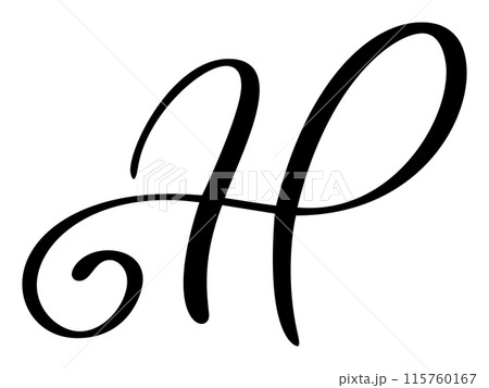 Hand drawn vector calligraphy letter H initials. Script font logo. Handwritten brush style flourish 115760167