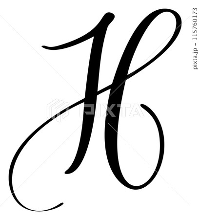 Vector calligraphy hand drawn capital letter H logo. Script font. Handwritten brush style 115760173