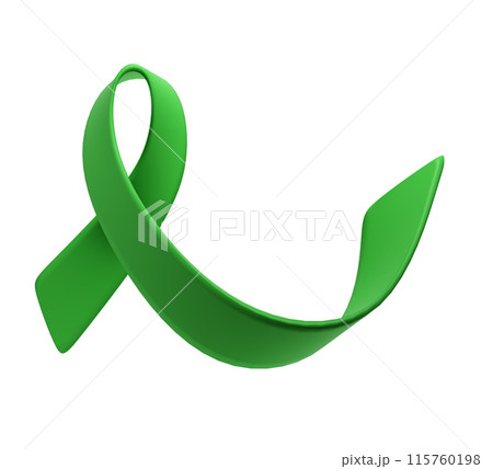 Green ribbon liver cancer awareness symbol. Scoliosis awareness day. June 26. Annual health awareness concept for banner, poster, card and background design 115760198