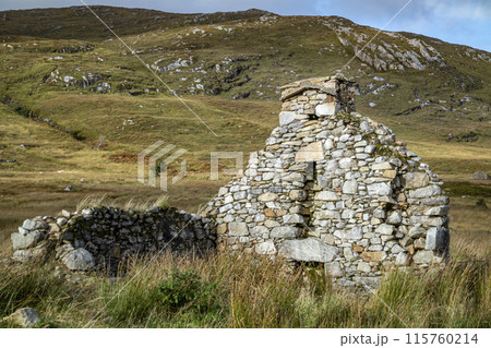 The remains of the Derryveagh evictions - In April 1861 landlord John George Adair evicts over 250 tenants from Donegal - Ireland 115760214