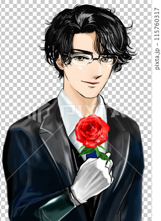 A handsome butler with black hair and a transparent background A handsome butler with black hair and a transparent background 115760317