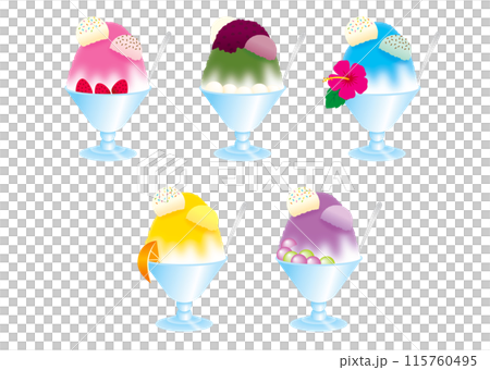 Shaved ice with colorful toppings 115760495