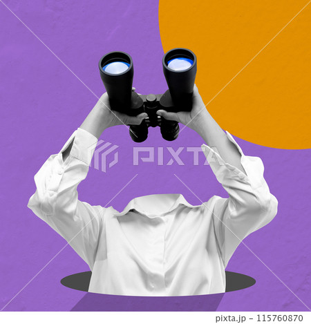 Businesswoman looking through the binoculars Businesswoman looking through the binoculars 115760870