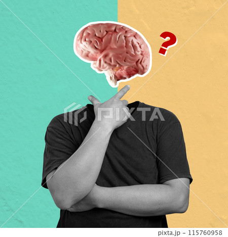 A man's head is cut off and replaced with a brain 115760958