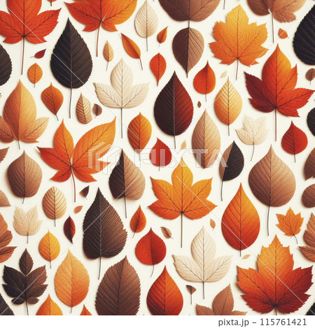 Colorful autumn natural seamless pattern with fall leaves. Fall endless background Colorful autumn natural seamless pattern with fall leaves. Fall endless background 115761421