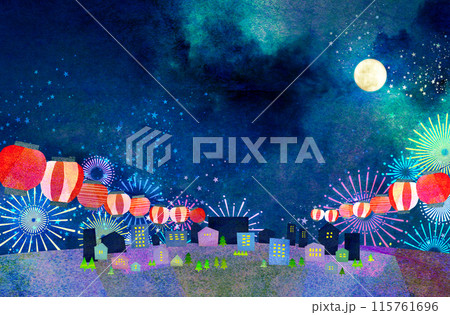 夏の夜空に輝く花火 115761696