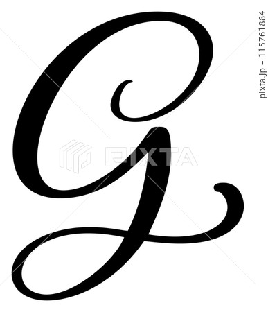Hand drawn vector calligraphy letter G. Script font logo. Handwritten brush style flourish 115761884