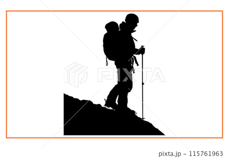 Alpinists Climbers Silhouette Vector art, Mountain climber climbing a cliff 115761963