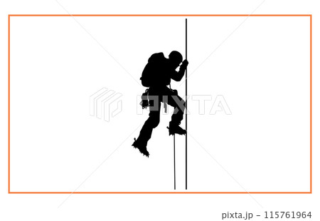 Alpinists Climbers Silhouette Vector art, Mountain climber climbing a cliff 115761964