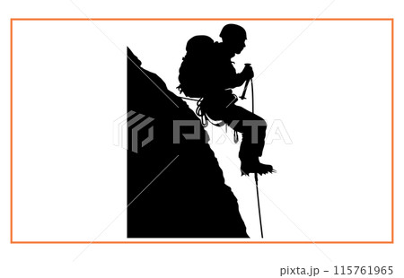 Alpinists Climbers Silhouette Vector art, Mountain climber climbing a cliff Alpinists Climbers Silhouette Vector art, Mountain climber climbing a cliff 115761965