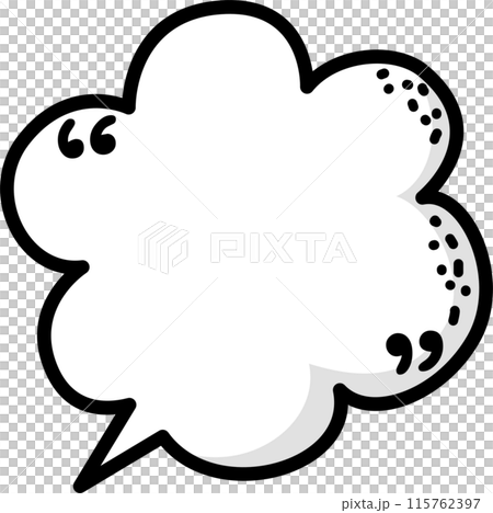 Hand draw doodle Black and white color speech bubble balloon with quotation marks, icon sticker memo keyword planner text box banner, flat isolated png transparent element design Hand draw doodle Black and white color speech bubble balloon with quotation marks, icon sticker memo keyword planner text box banner, flat isolated png transparent element design 115762397